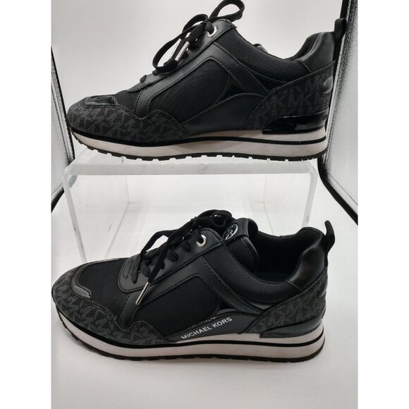 Michael Kors Black Monogram Lace-Up Sneakers Size 8M - Picture 11 of 11